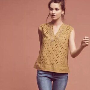 Anthropologie AKEMI + KIN Cadiz Eyelet Sleeveless Top Size Small boho